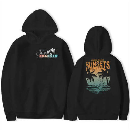 Forever Chasing Sunsets Hoodie Coconut Tree Chasing Sunsets Trend Hoodie Ocean Beach Series Vintage Women Men Hoodies
