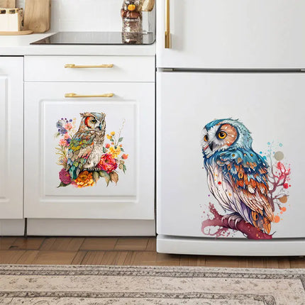 M417 Cute Cartoon lucky owl Wall Sticker Children's Room Decoration toilet Refrigerator Home Decals Sticker