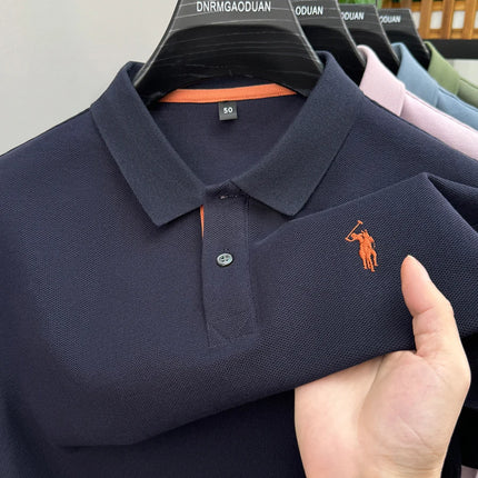 100% pure cotton men's short-sleeved polo shirt, hot-selling summer fashionable horse logo embroidery classic Paul casual T-shirt