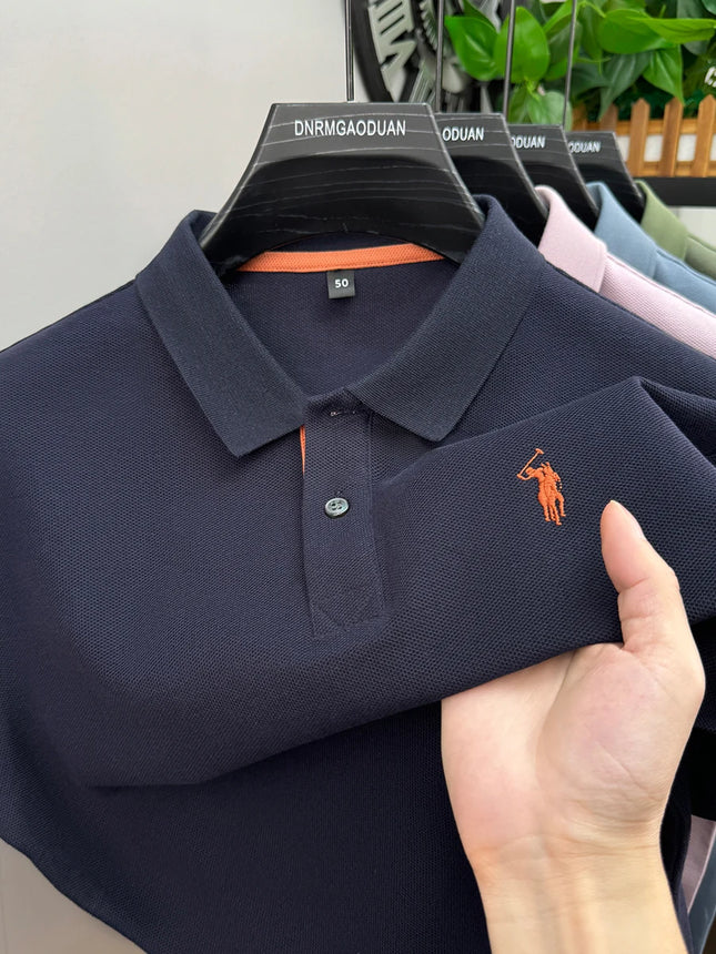 100% pure cotton men's short sleeved polo shirt hot selling summer fashionable horse logo embroidery classic Paul casual T-shirt