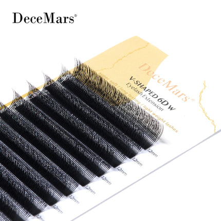 DeceMars V-shaped 6D eyelash extensions Matte Black 12 Rows/Tray for Makeup
