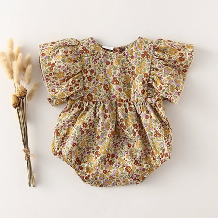 Floral Summer Baby Girl Playsuit Short Sleeve Cotton Baby Girl Romper Newborn Baby One-piece