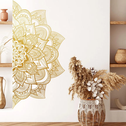 Golden Mandala Wall Stickers For Living Room Bedroom Wall Decoration Pure Black Self Adhesive Decor Sticker Wallpapers