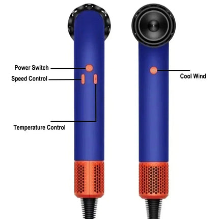 New 1 Nozzle  High Speed Negative Ion Hair Dryer with Bend Tube Nozzle Quick Drying for Family Travel Household