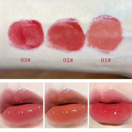 3 pcs Long-lasting lip gloss set-Moisturizing&waterproof, nude/coral pink/red-portable for travel, lip balm,Valentine's Day gift
