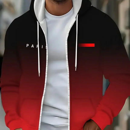 Fashion Gradient Graphic Hooded Zip-Up Casual Sports Pocket Design Long Sleeve Streetwear Outdoor Travel Street Oversized Hoodie