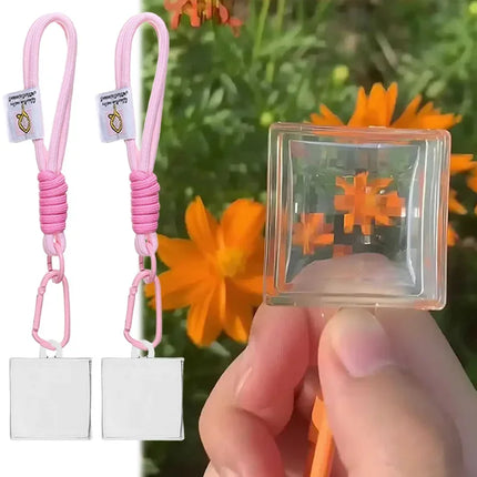 Harajuku Clear Pixel Filter Keychain Creative Blank Acrylic Small Frame Keyring Couple Anniversary Bag Pendant DIY Accessories