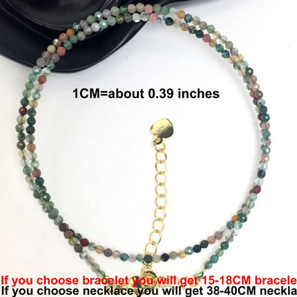 Natural Stone Beads Necklaces bracelet 2-3MM Faceted Round Quarts Tourmalins Mini Beads Necklaces For Women Jewelry Gifts