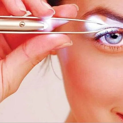 1pc Portable Stainless Steel Smart Design Eyebrow Hair Remove Tweezer With LED Light Makeup Tool