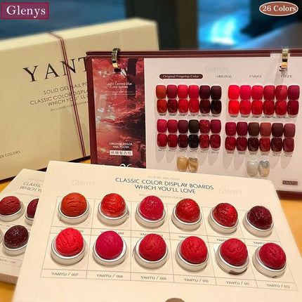 Glenys 26 Color Velvet Retro Red Solid Cream Internet Red Popular Matching Professional Painting Pen Nail Art Varnish Set