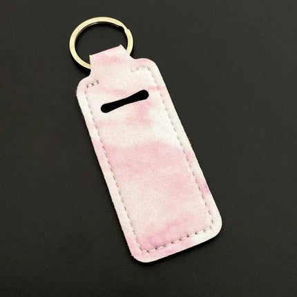 Marble Pattern Custom Keychain Women Personalize Portable Lipstick Case Cover Waterproof Lip Balm Pouch Creative Girlfriend Gift