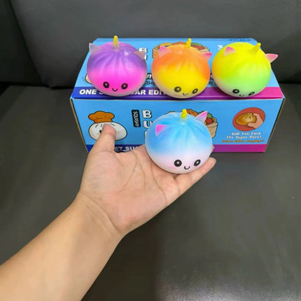 New Viral Large Rainbow Unicorn Bun Squishy Toy Blind Box Simulated Soup Dumpling Vent Fidget Toy For Sensory Stress Relief