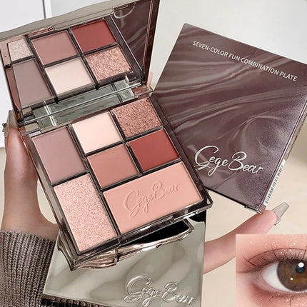 Gege bear Spring And Summer New Eyeshadow Palette Rosy Auto Focus Low Saturation Smoke Powder Rose Plate gifts