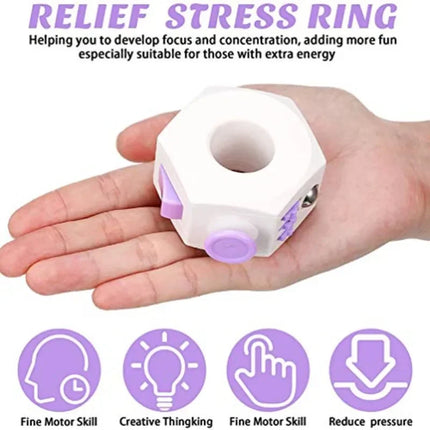 6 Sided Cube Fidget Roller Sensory Toy Multifunctional Finger Spinning Ring Cube Toy Relieve Stress for ADD ADHD Improve Focus