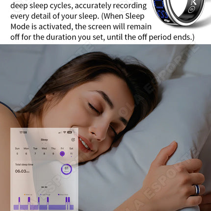 Display Screen Smart Ring Bluetooth Connection Heart Rate Sleep Monitoring Multi-function Ring Multiple Sports Modes Waterproof