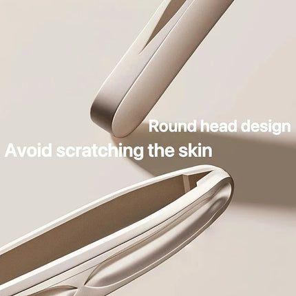 Stainless Steel Eyebrow Clips for Precision Beard and Mustache Trimming Gentle on Light Beige Round Head Tweezers Christmas Gift