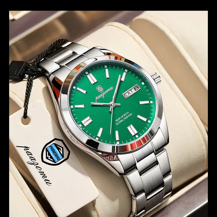 PAAZOMU Top Luxury Man Watch Waterproof Stainless Steel Men Wristwatch Luminous Date Week Fashion Business Quartz Men's Watches