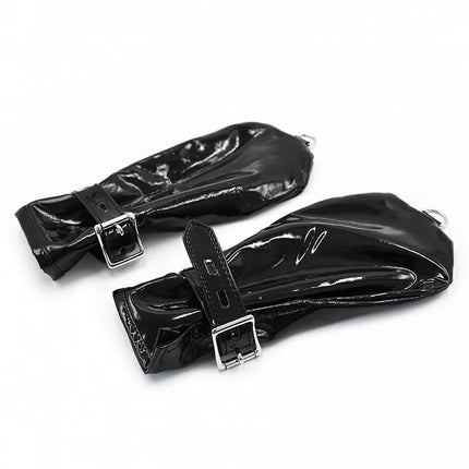 PU Leather Hand Restraint Mitten Gloves with Padlock and D Rings Fetish BDSM Bondage Erotic Toys Chastity Sex Toys