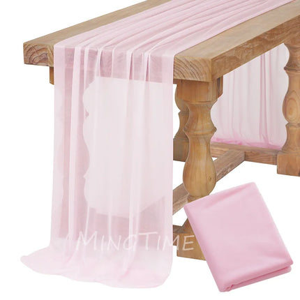 Soft Table Runner Blush Dust Pink Gauze Rustic Boho Natural Wedding Party Baby Shower Dinning Ornament Decoration