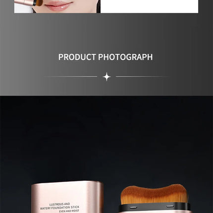 Light and Moist Hydrating Foundation, Natural-Looking, Moisturizing, Shiny, Thin and Lightweight, Double-Headed Makeup Foundation That Rotates for Easy Use, with Its Own Brush, Waterproof, Easy to Apply Makeup, and Easy for B