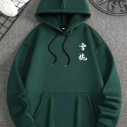 Autumn Winter Viral Korean Streetwear Double Sided Plum Blossom Kanji Print Hoodie Y2K Harajuku Aesthetic Long Sleeve Pullover