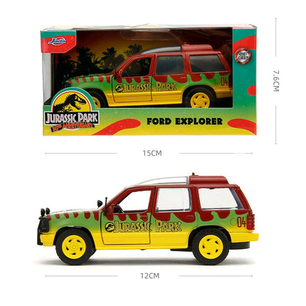 JADA Toys Diecast Model Car 1:32 Scale Collection Jurassic Park 1993 Ford Explorer Tour Vehicle Hollywood Rides