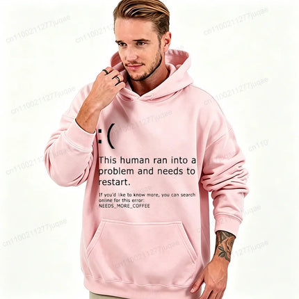 Men Hoodies Funny Blue Screen of Death Coffee Error Graphic Tracksuits Autumn Winter Man Sportwear Geek Sweatshirts Tops Gifts