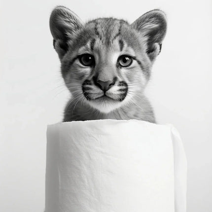 Black and White Cute Animal and Toilet Paper Poster Lion Owl Cat Dog Canvas Painting Wall Art Bathroom Living Room Home Decor
