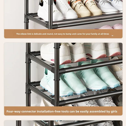 Multi-layer Door-mounted Shoe Hat Rack - Simple Assembly Household Integrated Multi-functional Storage Cabinet for Home Use