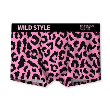 MAIMENG Men's Underwear Sexy Leopard Pattern Ice Silk Panties Comfortable Cool Breathable Fashion Men Boxer Short Summer