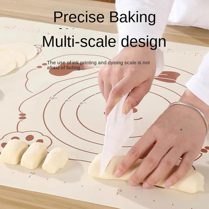 Food Grade Silicone Kneading Mat Cute Bear Anti Slip Rolling Pastry Board Large Baking Panel Household Kitchen Tools