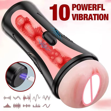 Male Masturbator Realistic Pocket Pussy Vagina Textured Soft Fleshy Texture Penis Training Masturbators Sex Machine Toy for Men