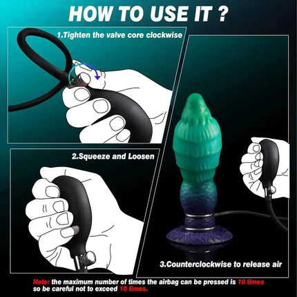 Inflatable Fantasy Monster Dildo Adjustable Big Knot Raised Thorns Realistic Texture Silicone Adult Toy for Beginners Advanced