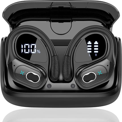 Wireless Earbuds 5.4 Bluetooth Headphones Sports Ear Buds with Earhooks 75H Playtime Wireless Headphones for Workout Waterproof