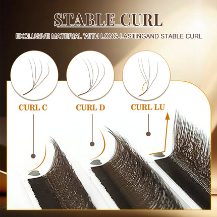 CoMango W Shaped 3D 4D 5D Automatic Flowering Brown Premade Fans Fake Eyelashes Extensions Cosmetics