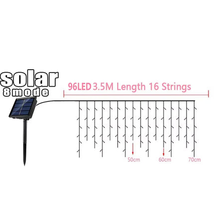 Solar Curtain Icicle Light 3.5M Eaves Decor Outdoor Fairy String Lights Wedding Party Christmas Stair Decor Garden Garlands