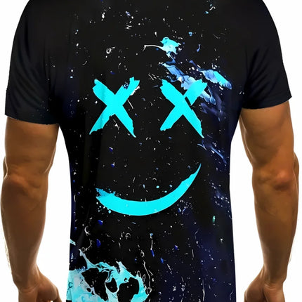 Summer men's T-shirt cartoon printed pattern breathable lightweight polyester men's T-shirt short sleeved shorts set