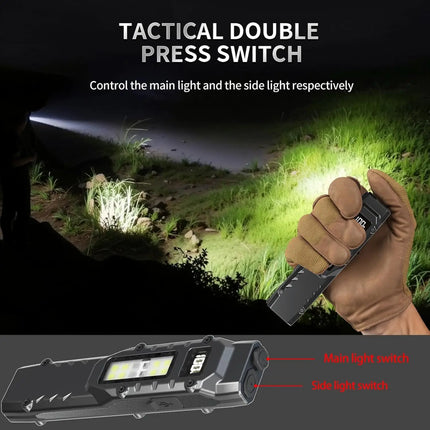 1500LM EDC Tactical LED Flashlight - Pocket USB-C Rechargeable,IPX5 Waterproof, Side Light & Clip for Daily Carry/Travel/Outdoor