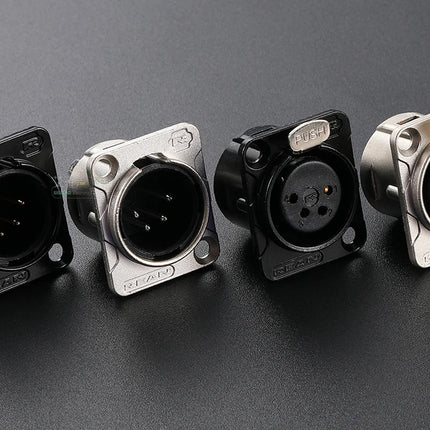 HF XLR Gold plated 4 Pin Male Female Panel  Audio Microphone Jack  Socket Connector D-type Mount Amplifier Receptacle YS1464BG