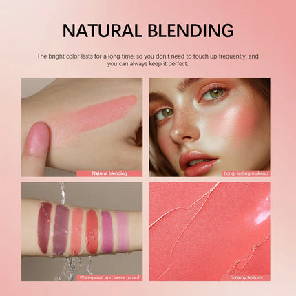Lakerain Blush Stick Cheek Lip Tinted Moistured Long-wearing Flush Blusher Silky Brighten Blush Cream Cosmetics Matte Nakeup