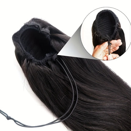 10-24 Inch Straight Drawstring Ponytail Human Hair Extensions 12A Brazilian Remy 100% Human Hair Ponytail 100g/pc For women