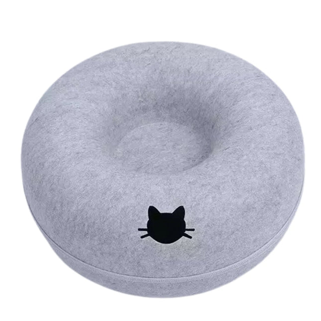 Felt Donut Bed for Cats, House With Breather Hole, Dog Bed, Interactive Play Toys for Cats to Hide, 2-in-1 Tunnel for Cats Bed