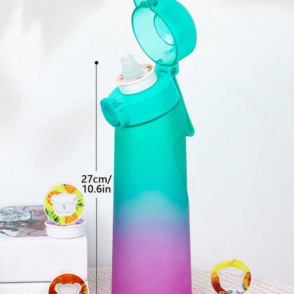 1pc 650ml Flavored Water Bottle with Random 1 Flavour Pods Air Water Bottle Frosted Black Air Camping Sport Fitness Cup