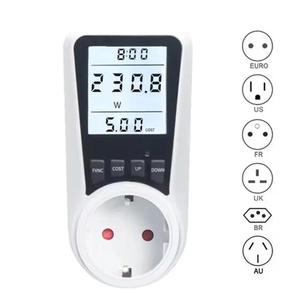 220V Digital Wattmeter AC EU Power Meter LCD Electricy Consumption Meter Socket Wattage Kwh Energy Test FR US BR Power Analyzer