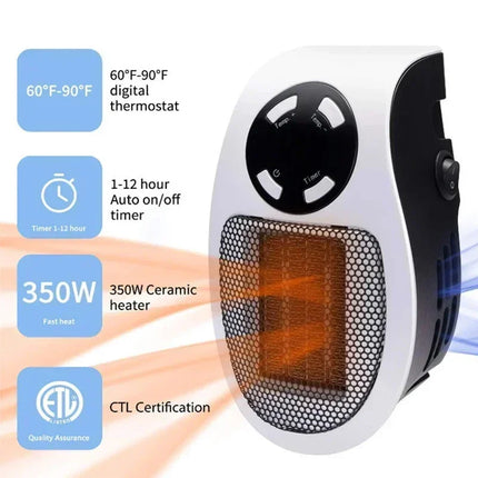 350W Portable Electric Heater with Remote Control, Wall Mounted Home Room Heater for Winter Indoor Heating Fast Warm  heater