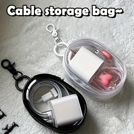 New Portable Clear Figure Display Keyring Bag Waterproof PVC Oval Hanging Blind Box Storage Bags Keychain Organizer Case