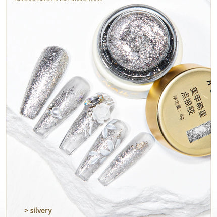 RSNAIL No Wipe Platinum Gel Nail Polish 8g Sparkle Painting Metallic Golden Silvery Liner Gel French Drawing Liner DIY Nail Art