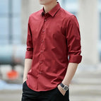 5XL / Long sleeve shirt wine red