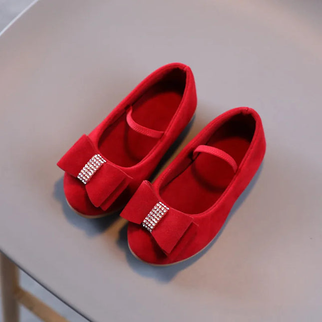 Little Girl Leather Shoes Simple Fashion Children Princess Shoes Solid Color Flats Causal Kids Versatile Bowtie Loafers Moccasin
