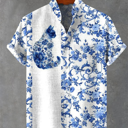 New men's shirt 3D printed Hawaiian shirt men's casual short sleeved top fashionable oversized men's lapel button up shirt